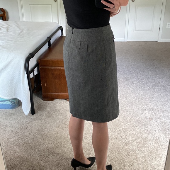 Apostrophe Twill Gray Pencil Skirt - Picture 4 of 5